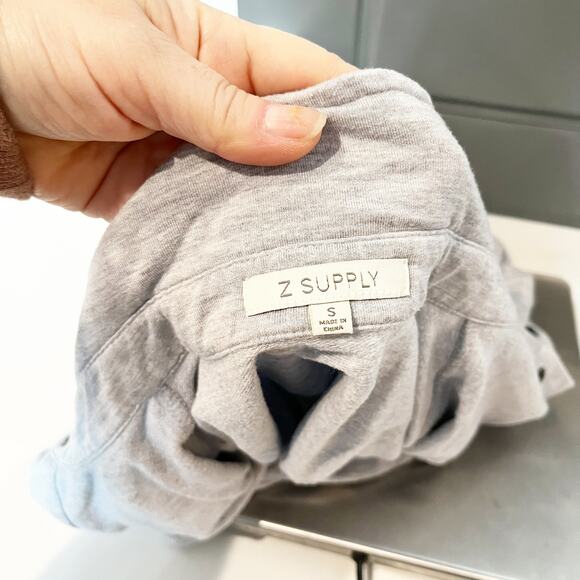 Z Supply WFH Modal Long Sleeve Button Front Shirt Jacket Heather Gray Small - Picture 3 of 6